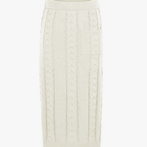 Chunky Cable Knit Long Skirt 2 Piece Outfit Sweater Sets - Picture 3 of 10